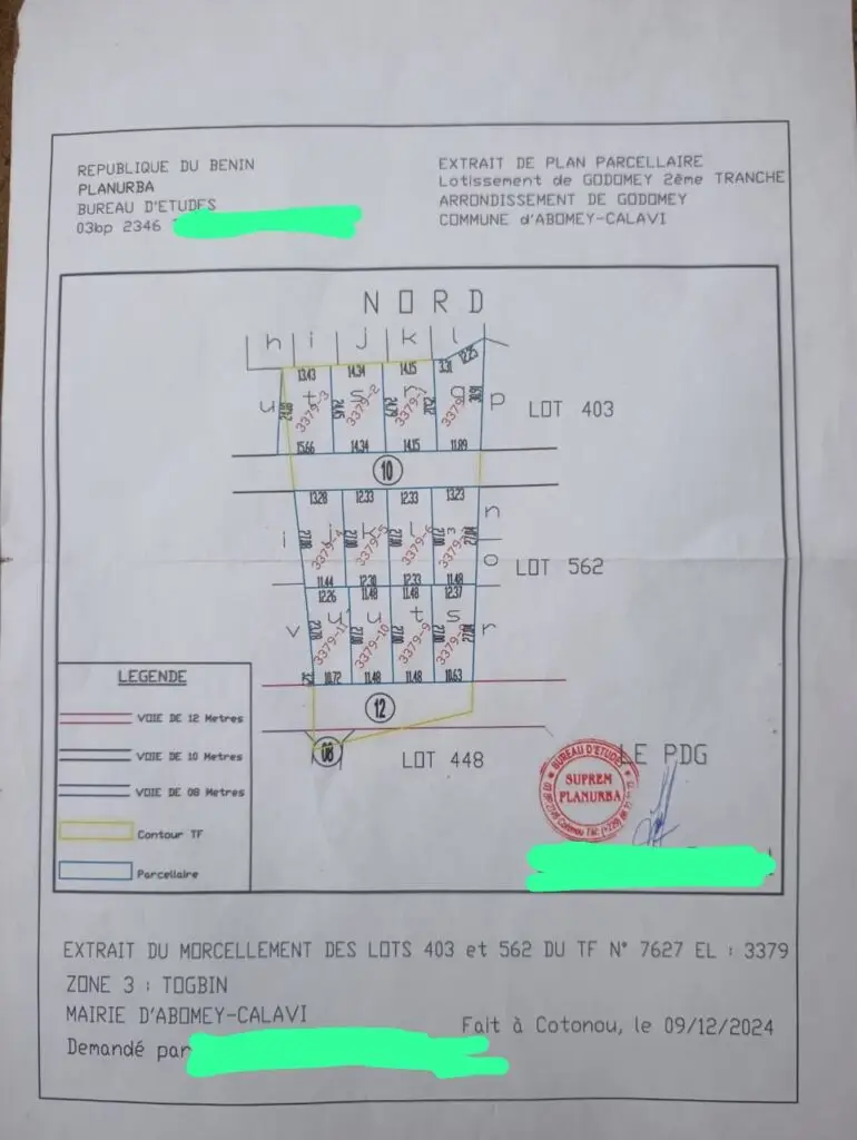 Grand domaine de 8 parcelles à vendre à Togbin Zone 3 – À 100 m de la Route des Pêches