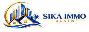 Logo Sika Immo : monogramme doré et bleu stylisé d'agence immobilière sur fond sombre, visuel identité de marque